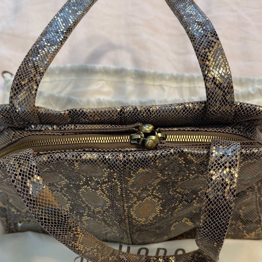HOBO Brown and Gold Snake-Print Hobo Bag - Picture 4 of 12